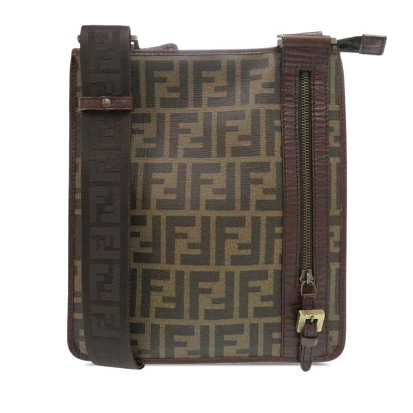 Fendi Zucca Coated Canvas Crossbody Brown Canvas Good condition - Back View