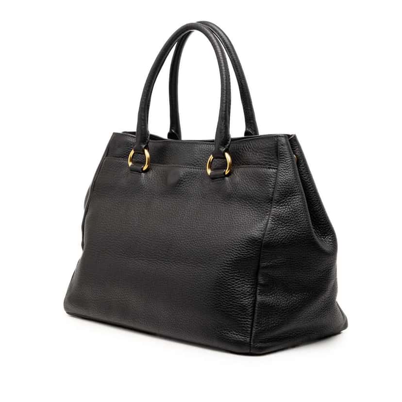 Prada Vitello Daino Open Convertible Tote Black Leather Good condition - Back View