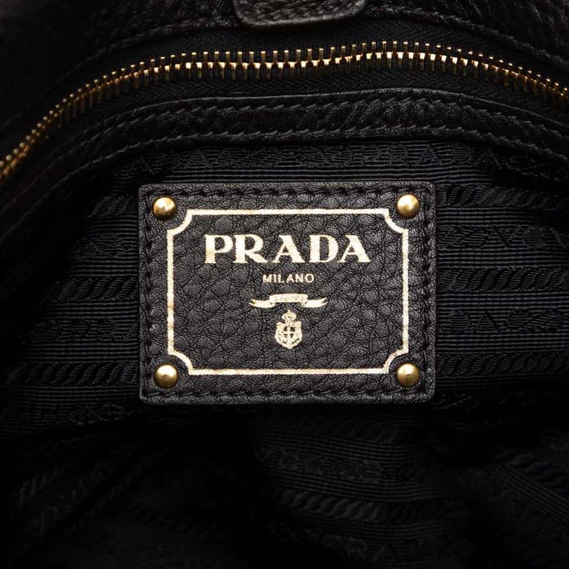Prada Vitello Daino Open Convertible Tote Black Leather Good condition - Box View