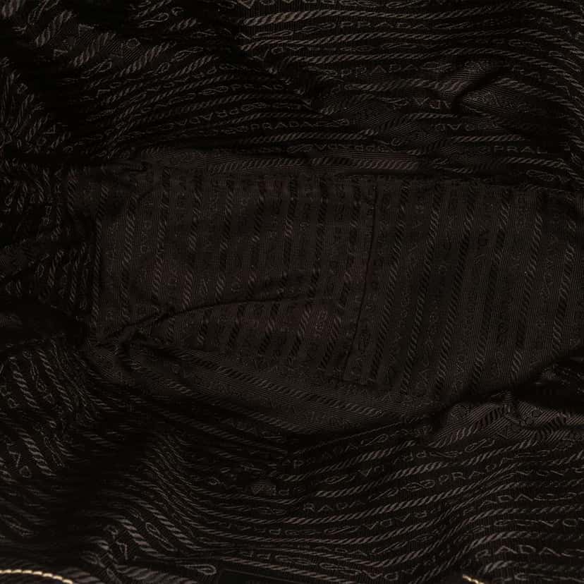 Prada Leather Trimmed Tessuto Buckle Shoulder Bag Black Good condition - Model View