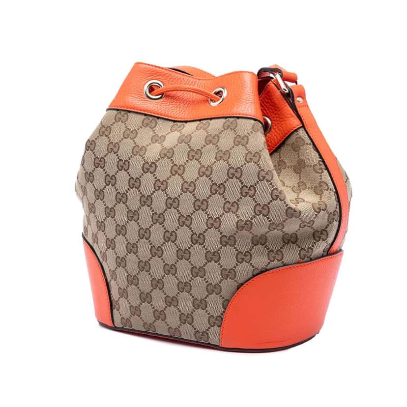 Gucci GG Canvas Drawstring Bucket Bag Beige Good condition - Back View