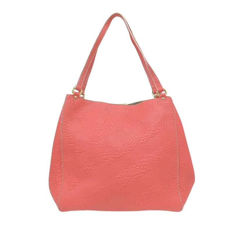 Burberry Small Embossed Grain Check Canterbury Tote Pink Leather Good condition - Back View