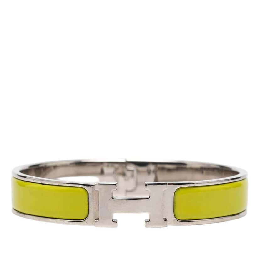 Hermès Narrow Enamel Clic H Bracelet PM Yellow Good condition - Front View