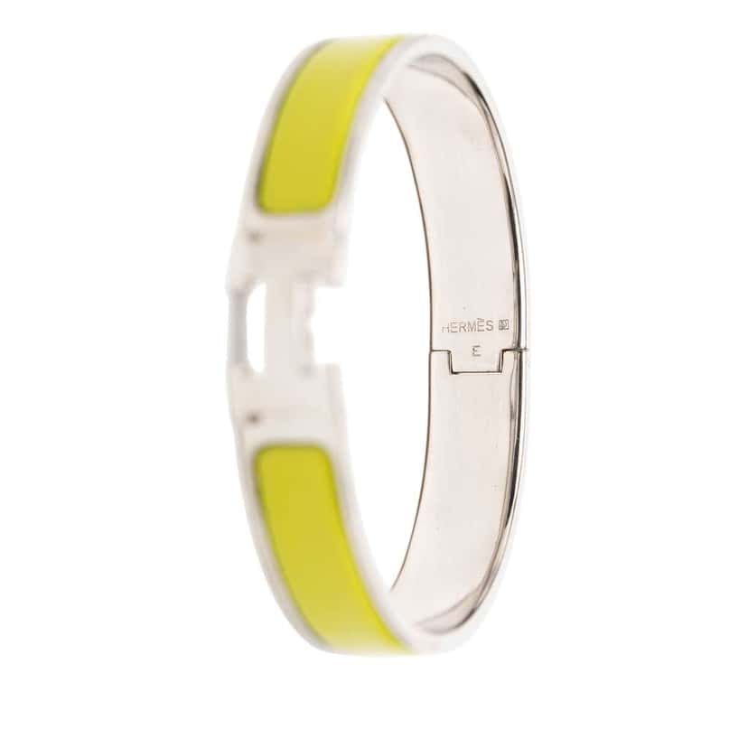 Hermès Narrow Enamel Clic H Bracelet PM Yellow Good condition - Model View