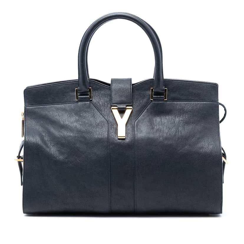 Saint Laurent Medium Leather Cabas Chyc Satchel Blue Leather Good condition - Front View