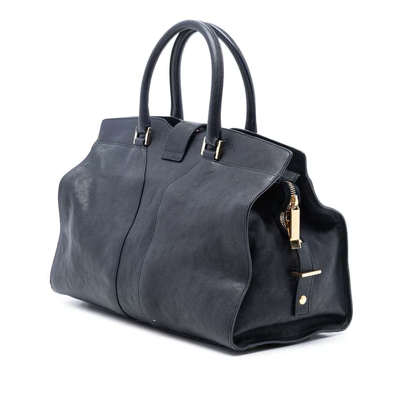 Saint Laurent Medium Leather Cabas Chyc Satchel Blue Leather Good condition - Back View