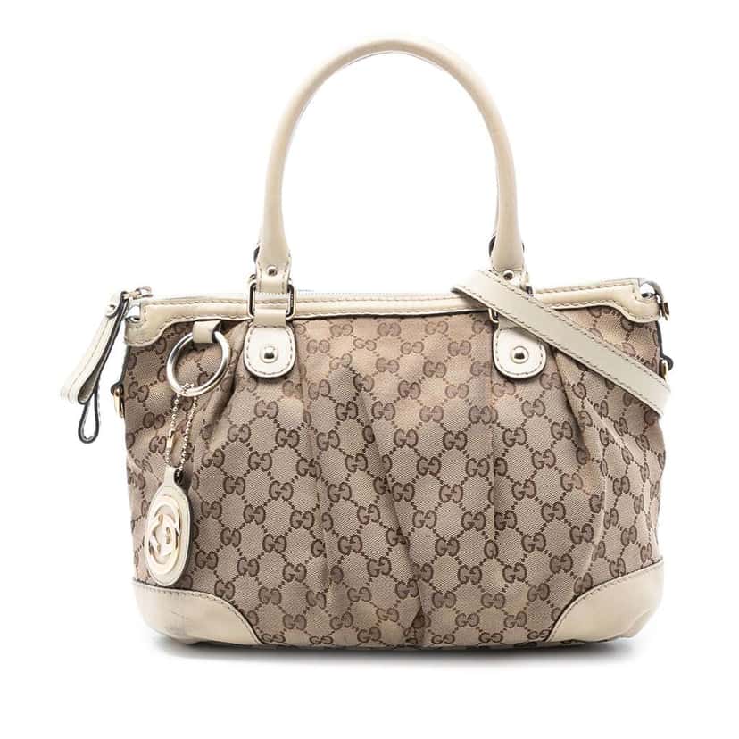 Gucci GG Canvas Sukey Satchel Beige Good condition - Front View