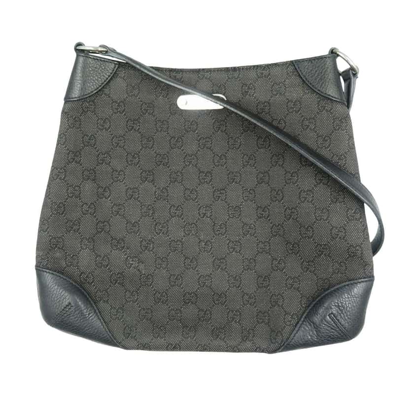 Gucci GG Denim Shoulder Bag Black Denim Good condition - Front View