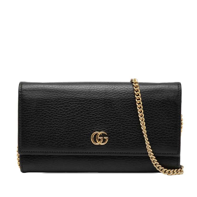 Gucci GG Marmont Leather Wallet on Chain Black Canvas Good condition - Front View