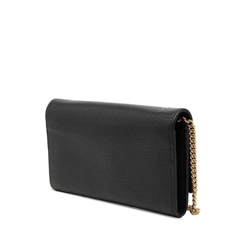 Gucci GG Marmont Leather Wallet on Chain Black Canvas Good condition - Back View