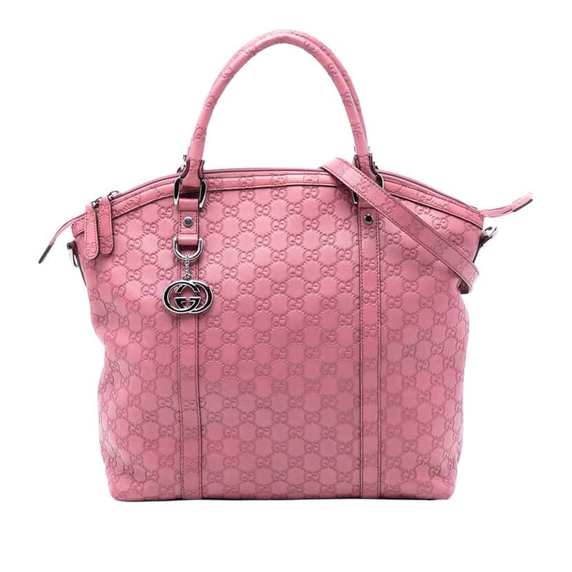 Gucci Large Microguccissima Charm Dome Satchel Pink Leather Good condition - Front View