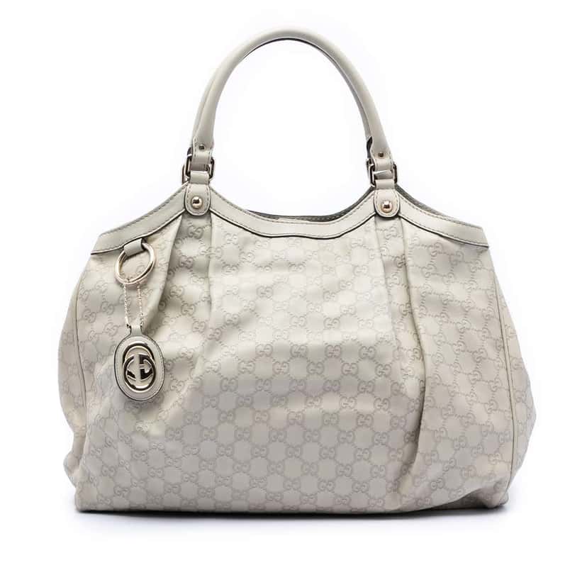 Gucci Large Guccissima Sukey Tote White Leather Good condition - Front View