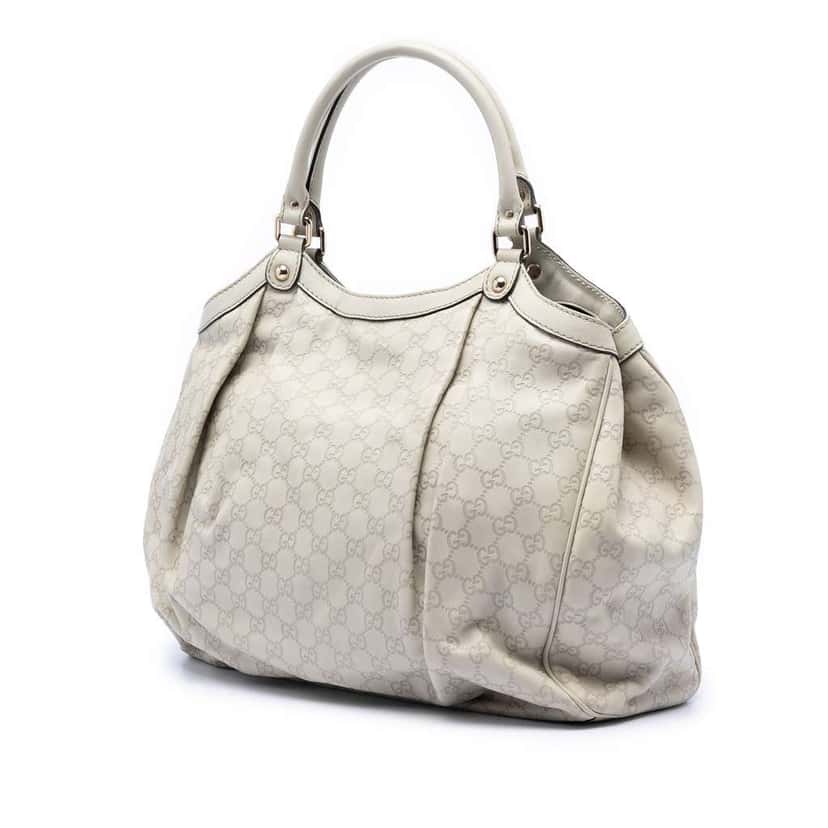 Gucci Large Guccissima Sukey Tote White Leather Good condition - Back View