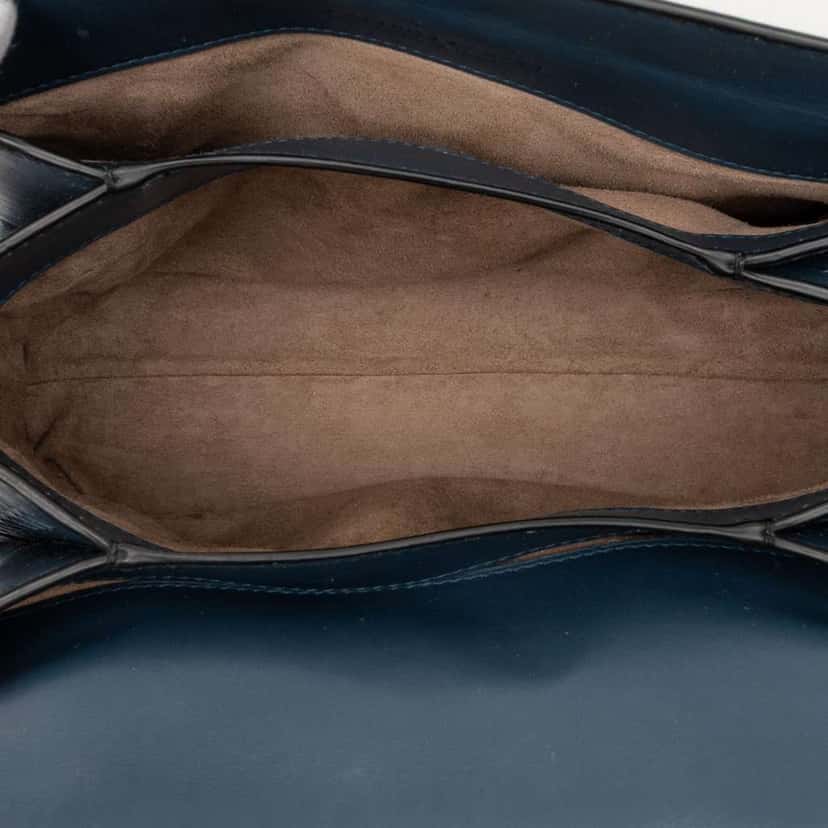 Bottega Veneta Small Intrecciato Trimmed Nappa Piazza Top Handle Satchel Blue Leather Good condition - Model View