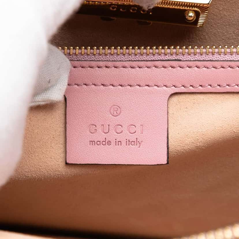 Gucci Medium Guccissima Padlock Double Top Handle Bag Pink Leather Good condition - Box View