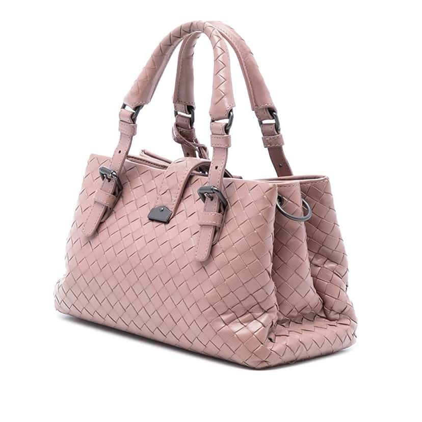 Bottega Veneta Mini Nappa Intrecciato Roma Satchel Pink Leather Good condition - Back View