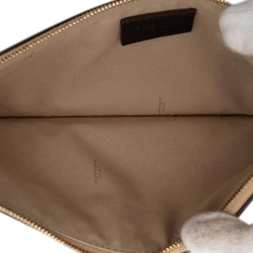 Fendi Studded Leather Slim Wristlet Clutch Beige Leather Good condition - Model View