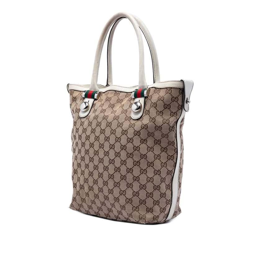 Gucci GG Canvas Web Match Ball Tote Beige Good condition - Back View