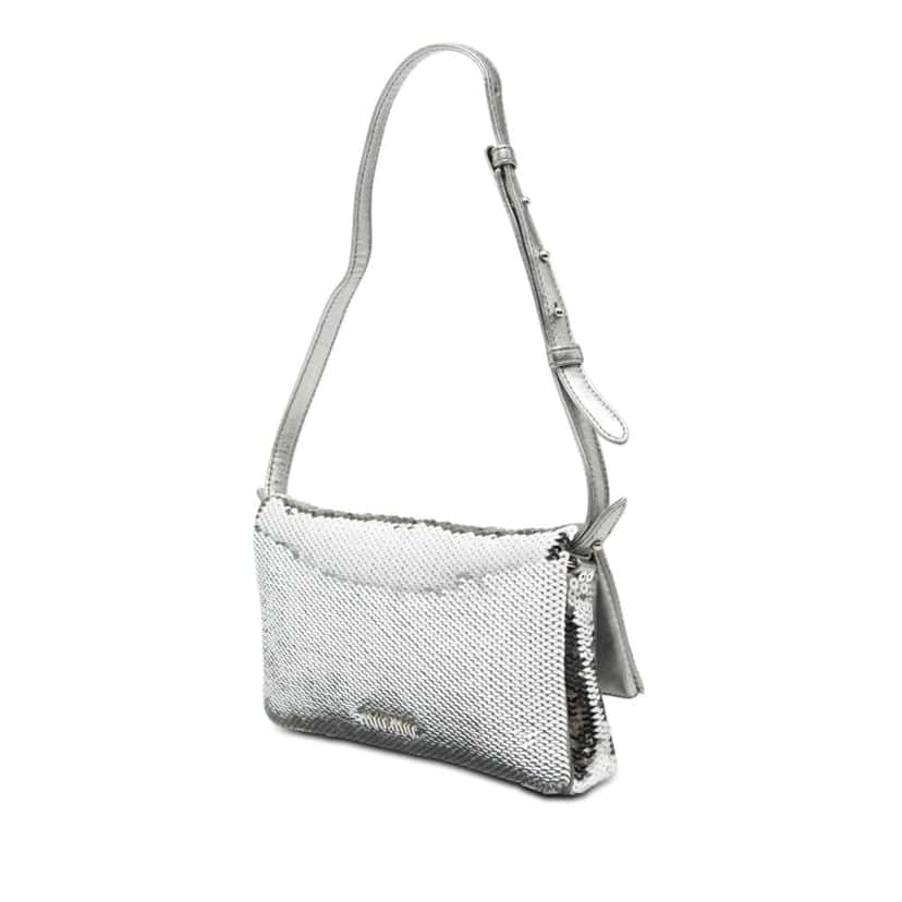 Miu Miu Metallic Sequin Crystal Chain Satchel Silver Good condition - Back View