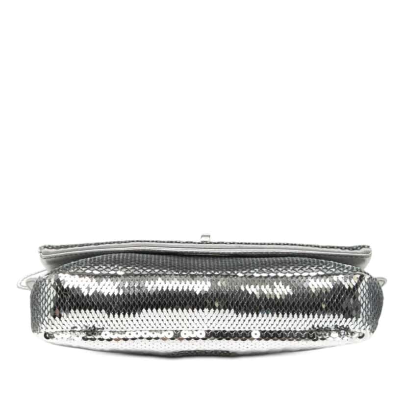 Miu Miu Metallic Sequin Crystal Chain Satchel Silver Good condition - Inside View