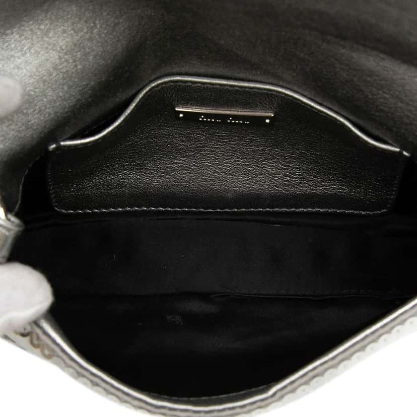 Miu Miu Metallic Sequin Crystal Chain Satchel Silver Good condition - Model View