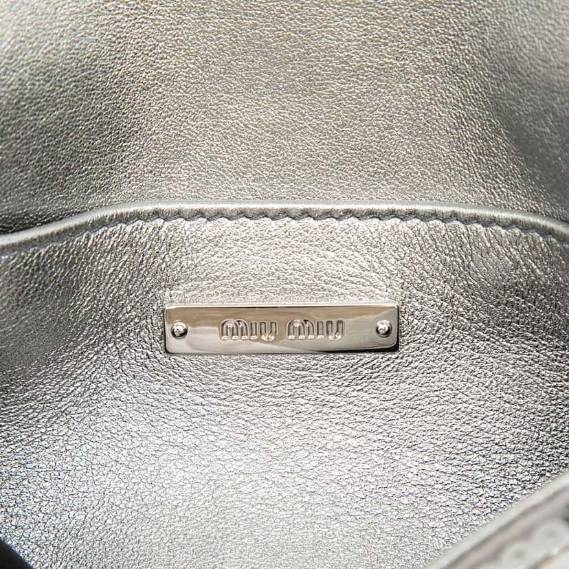 Miu Miu Metallic Sequin Crystal Chain Satchel Silver Good condition - Box View