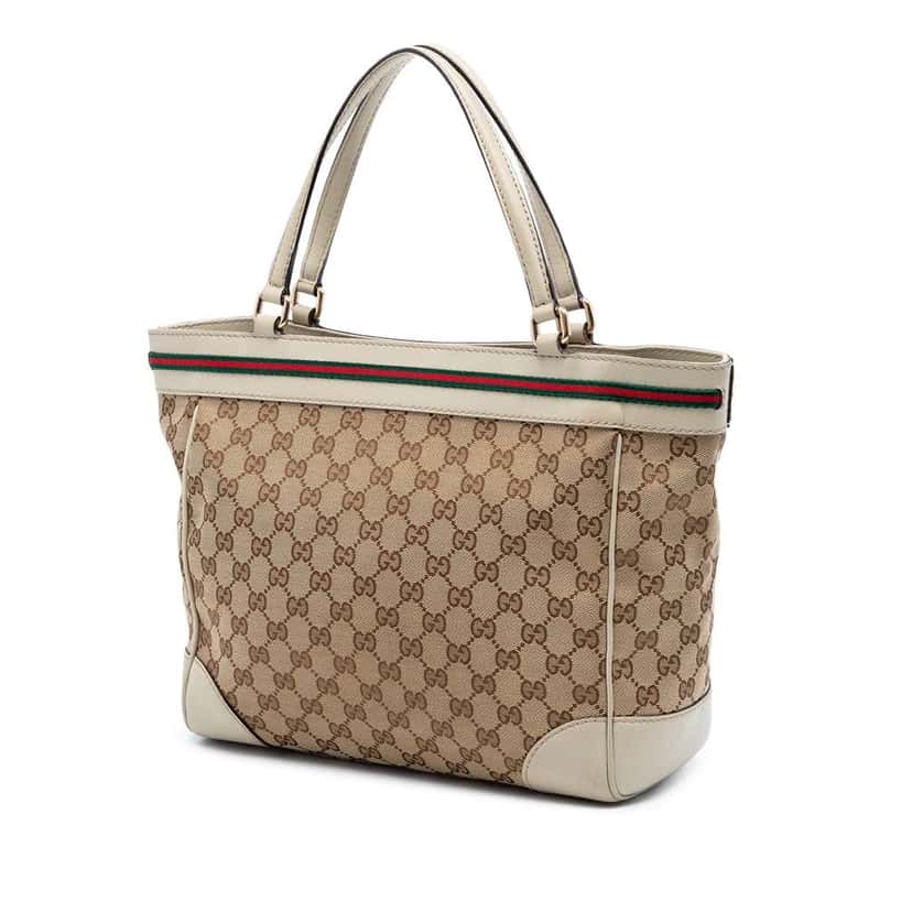 Gucci GG Canvas Web Mayfair Tote Beige Good condition - Back View