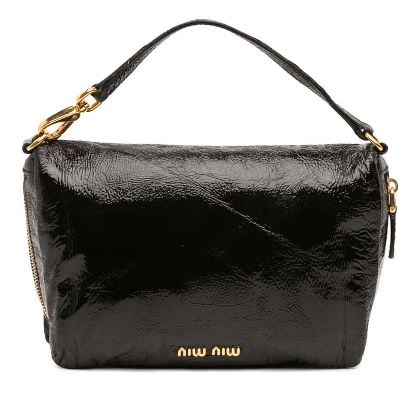 Miu Miu Patent Zip Handbag Black Leather Good condition - Front View