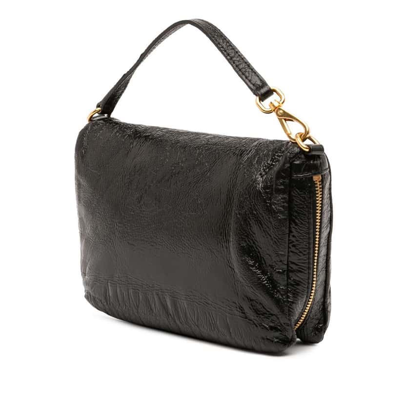 Miu Miu Patent Zip Handbag Black Leather Good condition - Back View