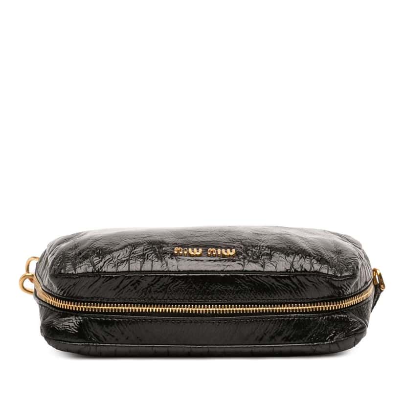 Miu Miu Patent Zip Handbag Black Leather Good condition - Inside View