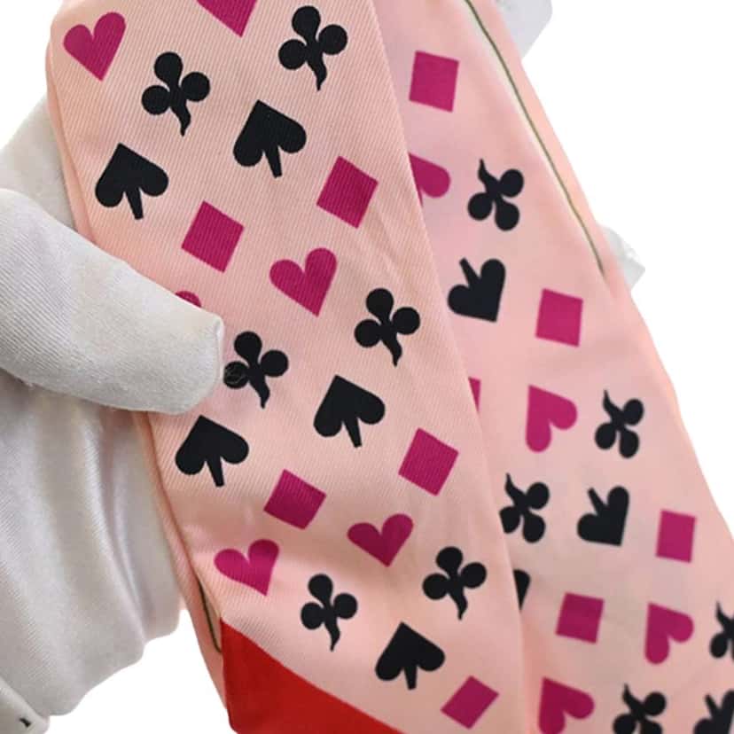 Hermès Jeu de Cartes Silk Twilly Scarf Pink Silk Good condition - Box View