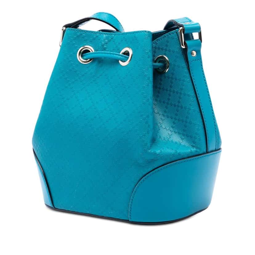 Gucci Diamante Leather Bright Bucket Bag Blue Leather Good condition - Back View