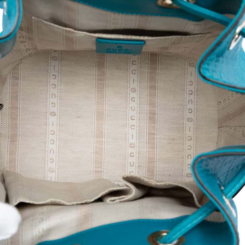 Gucci Diamante Leather Bright Bucket Bag Blue Leather Good condition - Model View