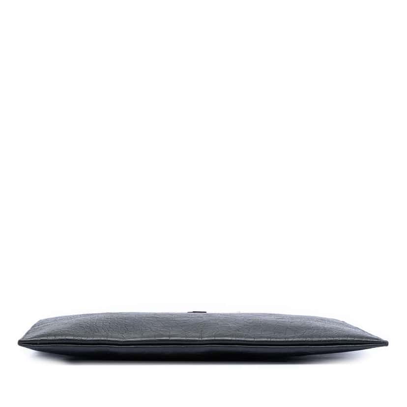 Saint Laurent Croc Embossed Leather Monogram Clutch Black Leather Very good condition - Inside View