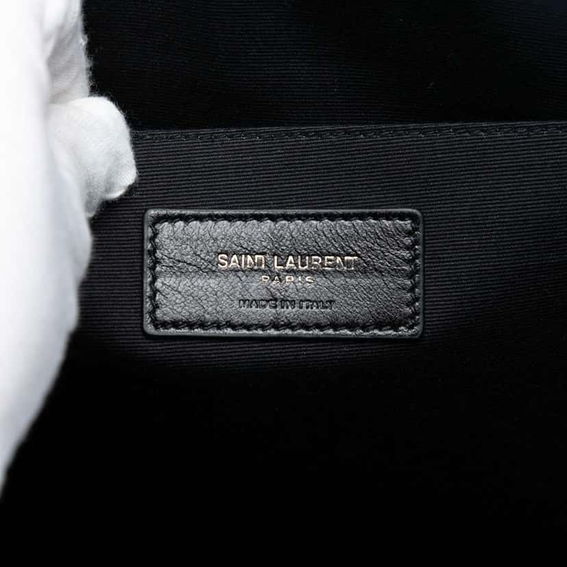 Saint Laurent Croc Embossed Leather Monogram Clutch Black Leather Very good condition - Box View