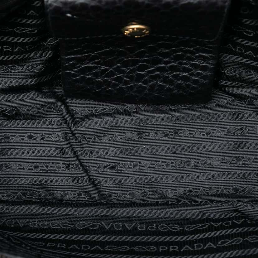 Prada Leather Trimmed Tessuto Front Flap Pocket Shoulder Bag Black Very good condition - Model View