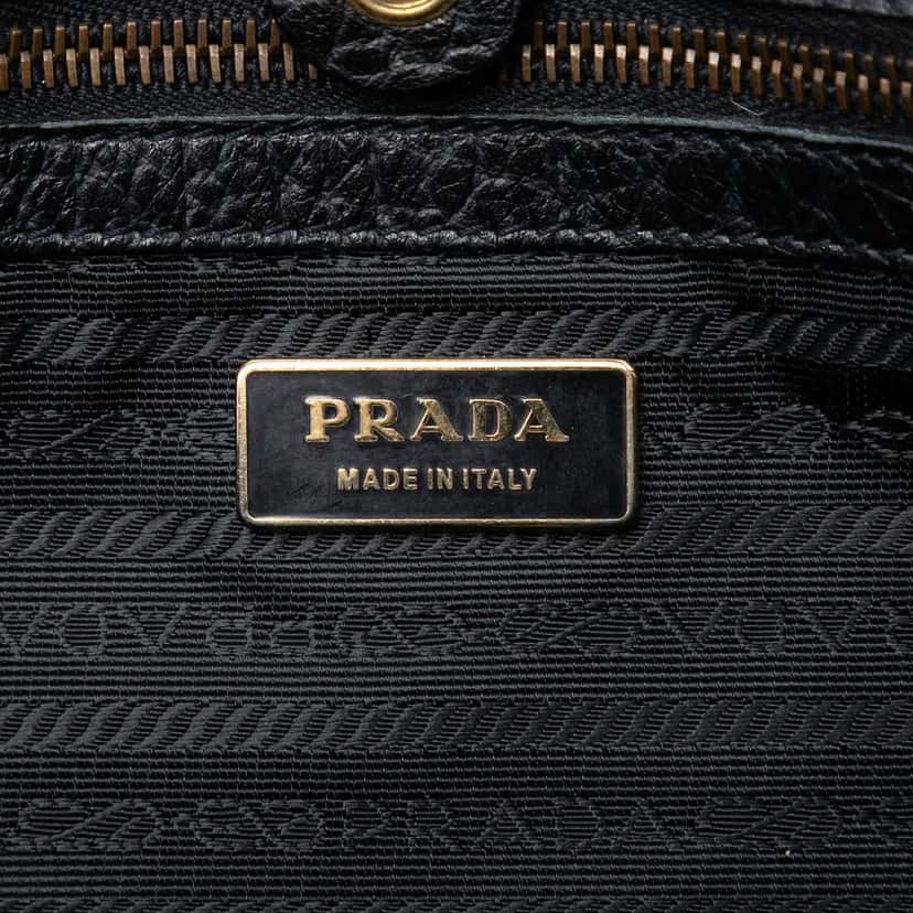 Prada Leather Trimmed Tessuto Front Flap Pocket Shoulder Bag Black Very good condition - Box View
