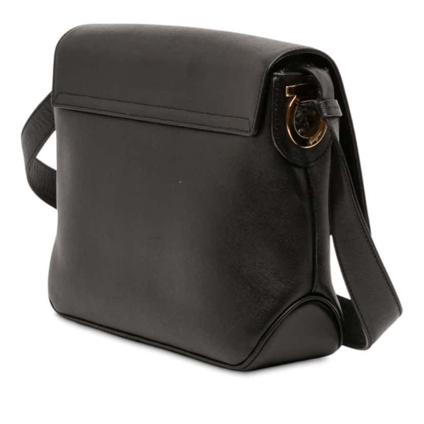 Salvatore Ferragamo Leather Gancini Shoulder Bag Black Leather Very good condition - Back View