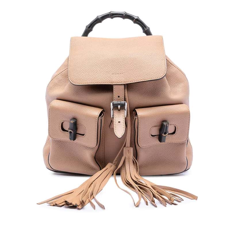 Gucci Leather Bamboo Tassel Backpack Brown Leather Good condition - Front View