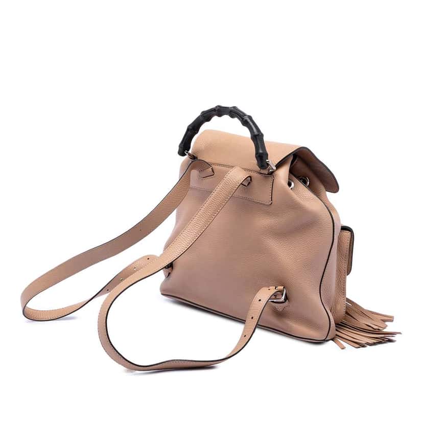 Gucci Leather Bamboo Tassel Backpack Brown Leather Good condition - Back View