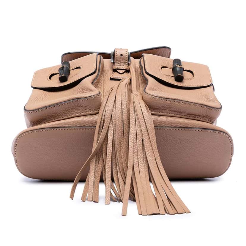 Gucci Leather Bamboo Tassel Backpack Brown Leather Good condition - Inside View