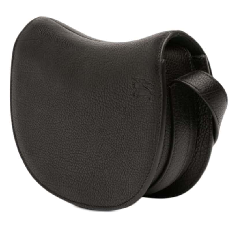 Burberry Mini Grained Calfskin Rocking Horse Crossbody Black Leather Very good condition - Back View