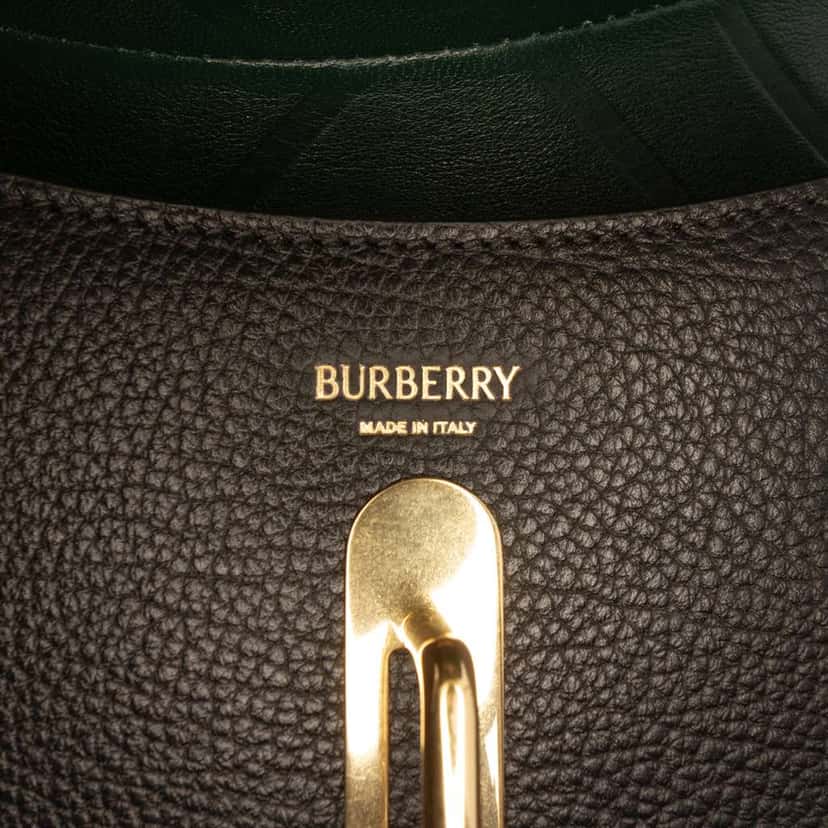 Burberry Mini Grained Calfskin Rocking Horse Crossbody Black Leather Very good condition - Box View