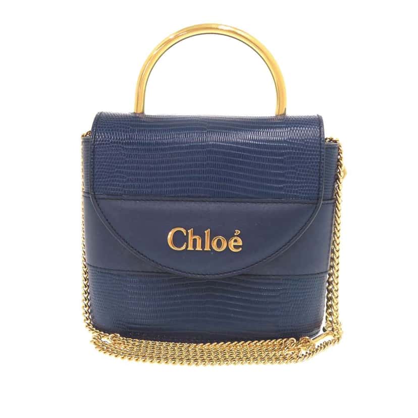 Chloé Lizard Embossed Leather Aby Lock Satchel Blue Leather Very good condition - Front View