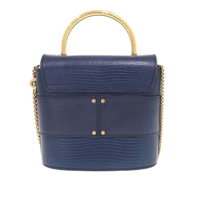 Chloé Lizard Embossed Leather Aby Lock Satchel Blue Leather Very good condition - Back View