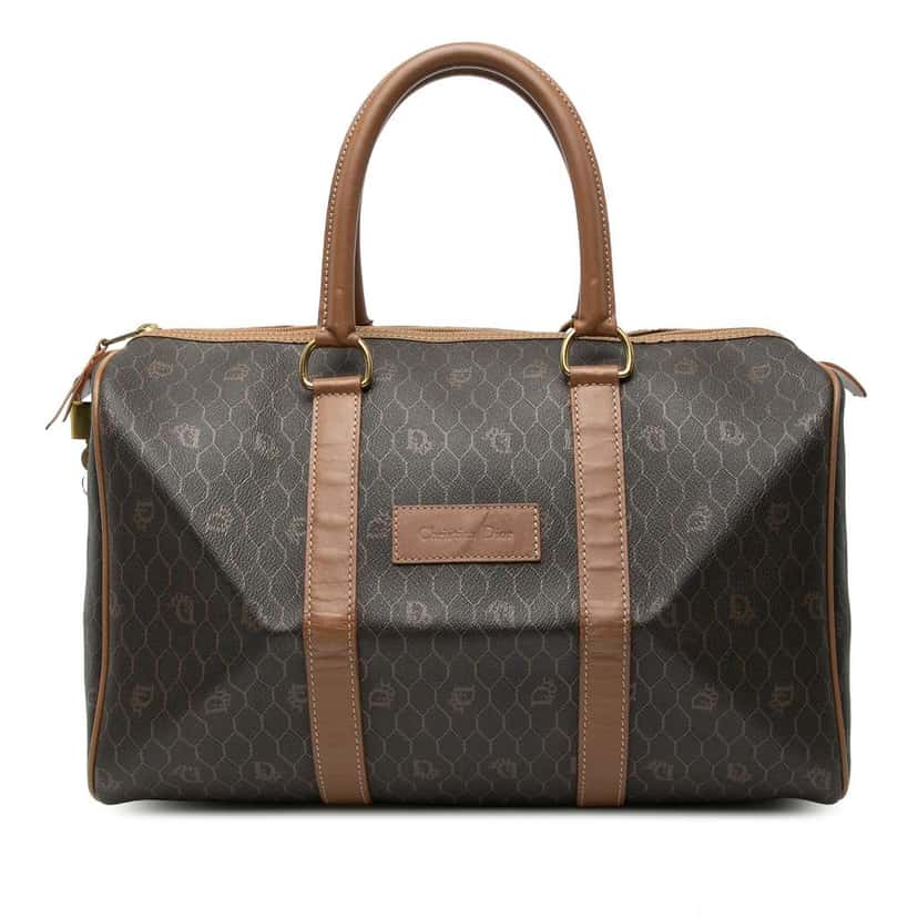 Dior Honeycomb Coated Canvas Boston Bag Black Canvas Very good condition - Front View