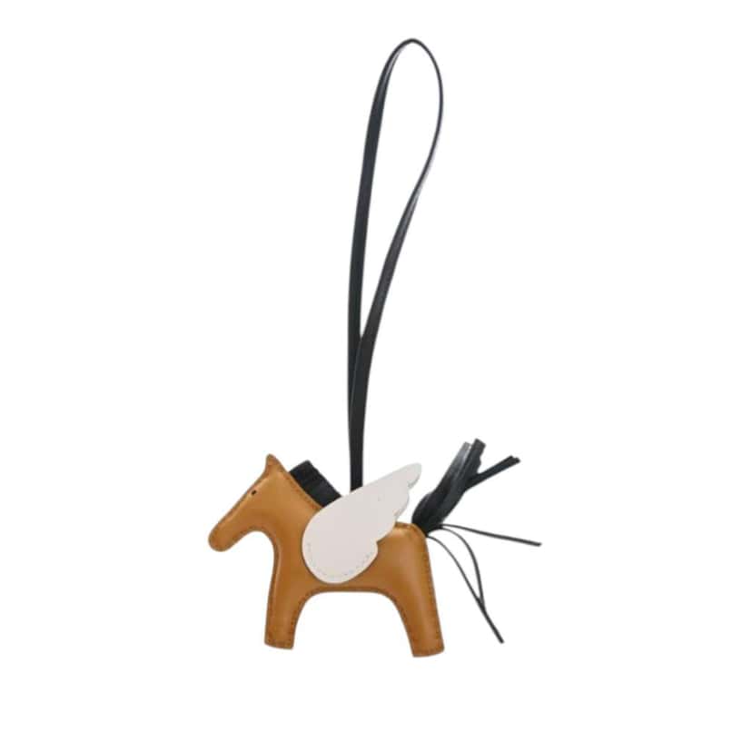 Hermès Milo Lambskin and Swift Grigri Rodeo Pegase Bag Charm PM Brown Leather Very good condition - Front View
