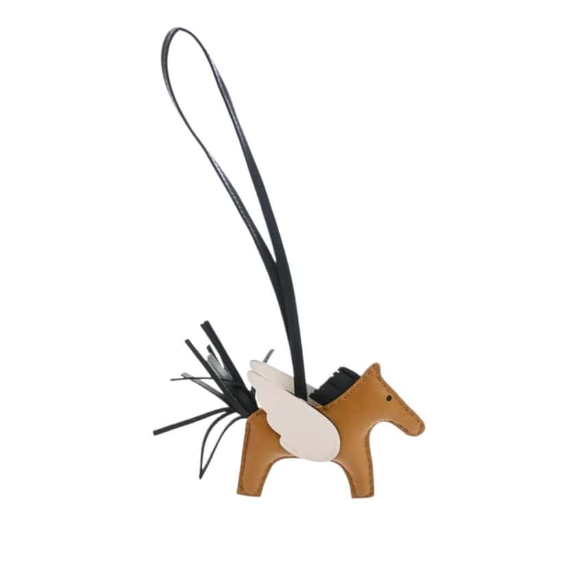 Hermès Milo Lambskin and Swift Grigri Rodeo Pegase Bag Charm PM Brown Leather Very good condition - Back View