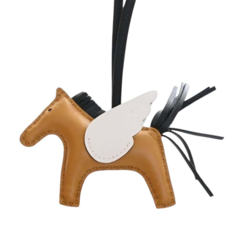 Hermès Milo Lambskin and Swift Grigri Rodeo Pegase Bag Charm PM Brown Leather Very good condition - Inside View