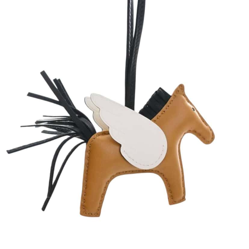 Hermès Milo Lambskin and Swift Grigri Rodeo Pegase Bag Charm PM Brown Leather Very good condition - Model View